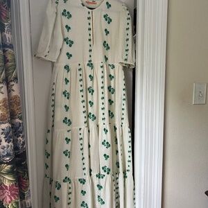 Oliphant Cream Maxi Sundress with Puff Sleeves